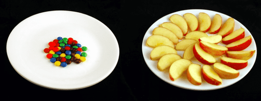 200 kcal op een bord - m&m's versus appel