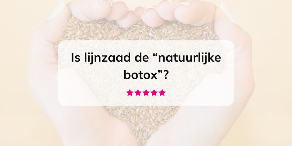 vrouw die lijnzaad in haar handen houdt, in de vorm van een hartje