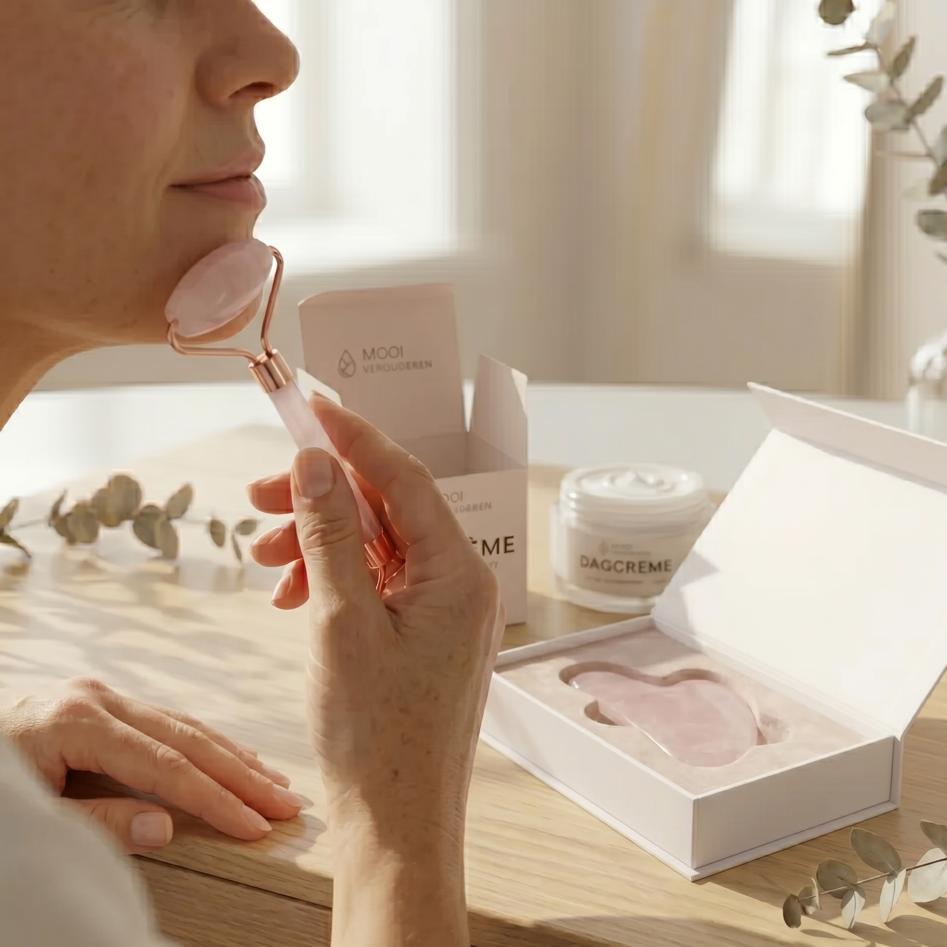 Rose quartz roller + gua sha